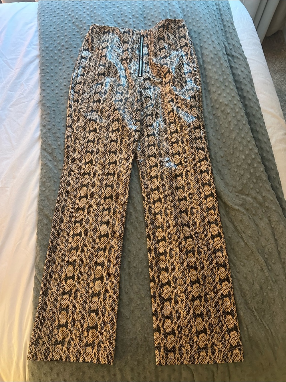 DANIELLE BERNSTEIN Snake-Print Wide Leg Pants in Brown and Black